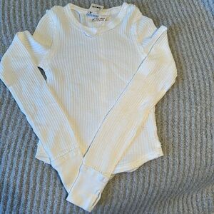 Free People White Long Sleeve Tee